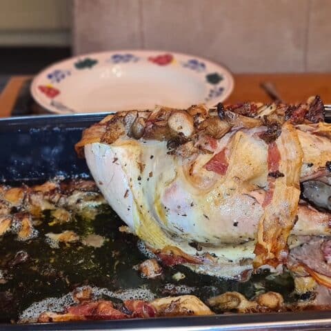 Fazant uit de oven met oesterzwam, knoflook en truffelboter